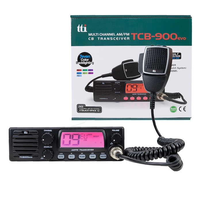 Reducere  RESIGILAT: Statie radio CB TTi TCB-900 EVO, DSS, SQ, Dual Watch, Mic Gain, 12V-24V, conector dongle Bluetooth