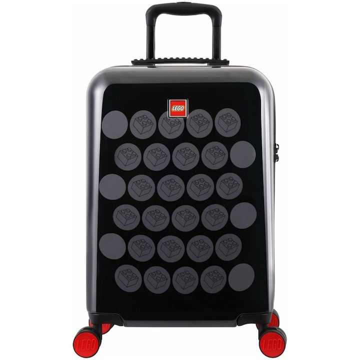 Reducere  RESIGILAT: Troler Lego Brick Dots, 55 x 35.5 x 22cm, PC+ABS, 40 litri, 2.59kg, negru/gri