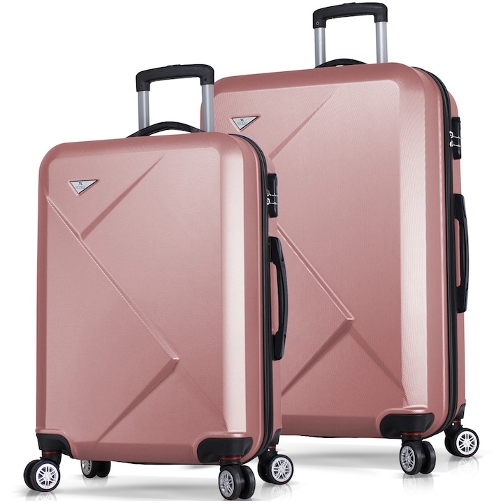 Reducere  RESIGILAT: Set trolere MYVALICE Diamond, 67x43x28 & 76x48x30, Auriu rose