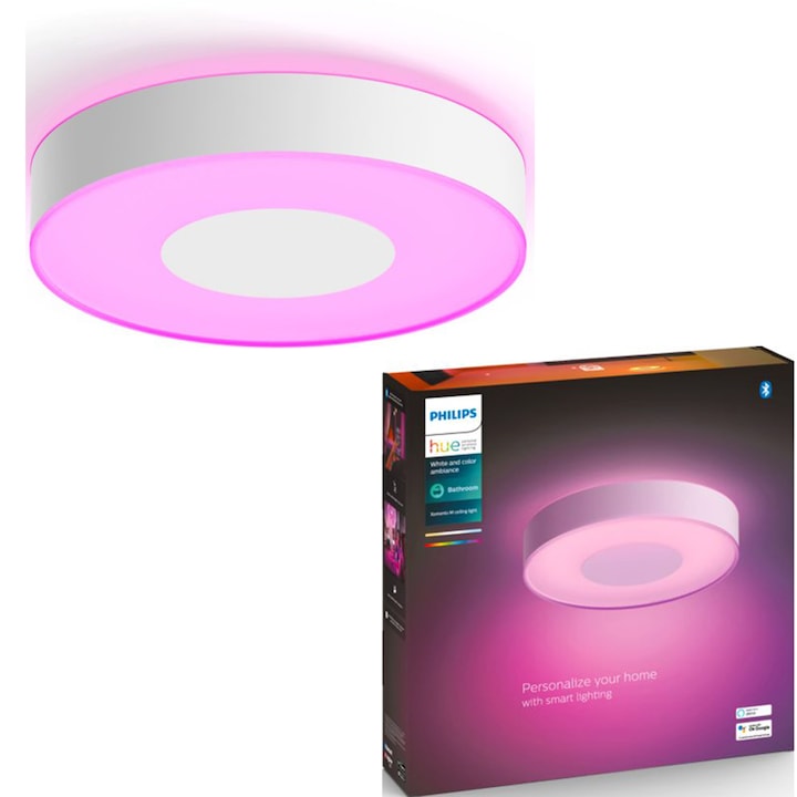 Reducere  RESIGILAT: Plafoniera LED inteligenta Philips Hue Xamento, Bluetooth, 33.5W, 2350 lm, lumina alba si colorata (2000-6500K), IP44, 38.1cm, Alb, clasa energetica G