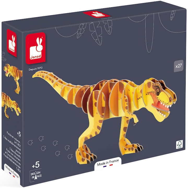 Reducere  RESIGILAT: Puzzle 3D Janod – T-Rex, 27 piese