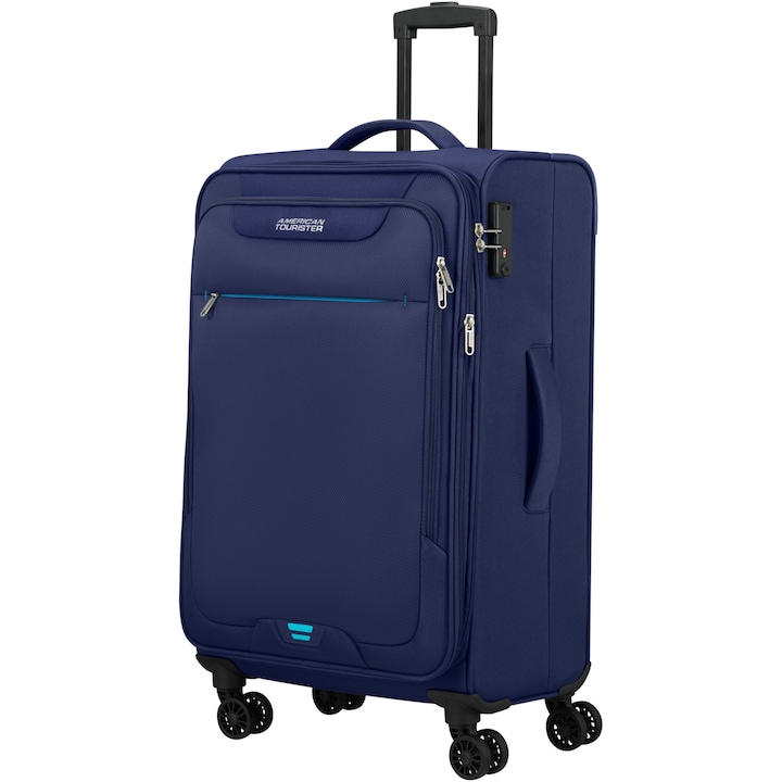 Reducere  RESIGILAT: Troler American Tourister Street Roll 68 cm, expandabil, spinner, TSA, material textil, albastru