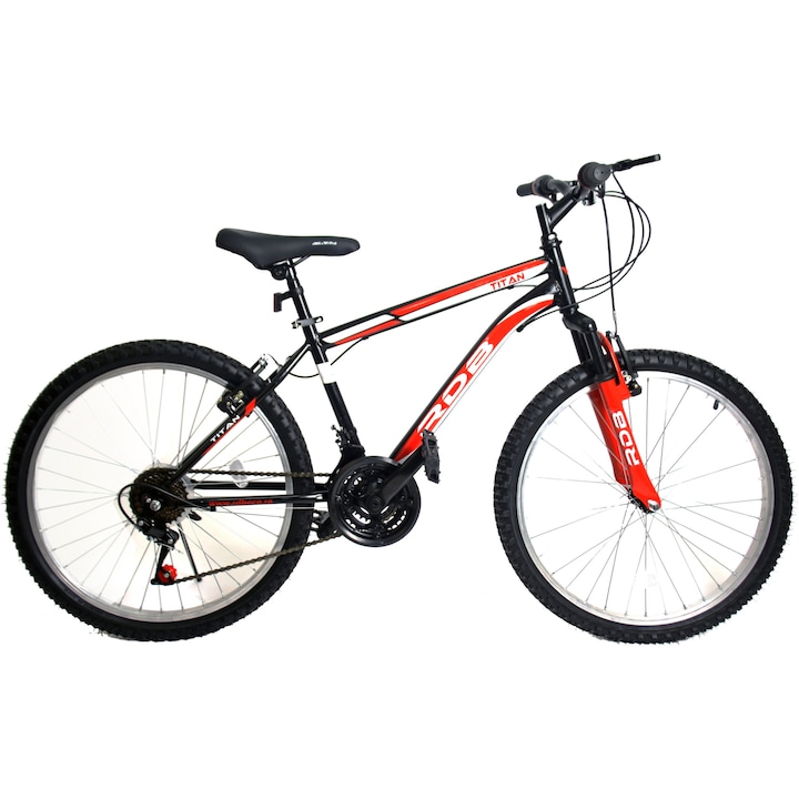 Reducere  RESIGILAT: Bicicleta MTB RDB Titan 26″, negru/rosu