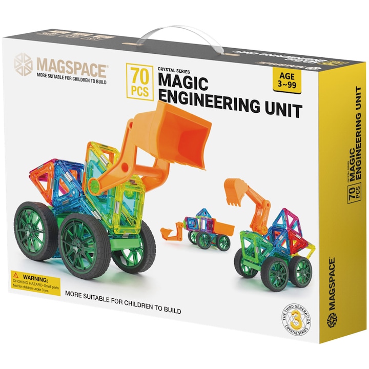 Reducere  RESIGILAT: Set de constructie magnetic Magspace – Engineering unit, 70 piese