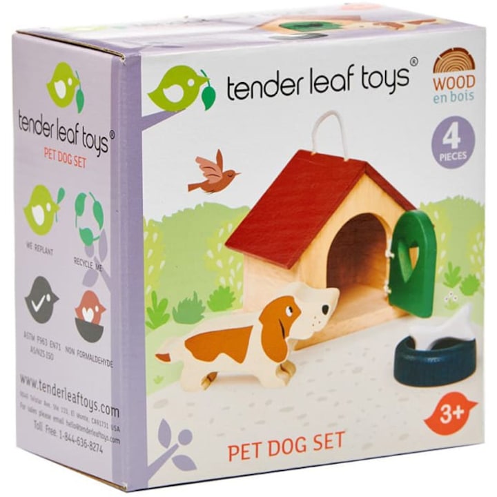 Reducere  RESIGILAT: Set figurine din lemn Tender Leaf Toys – Catelus, 4 piese