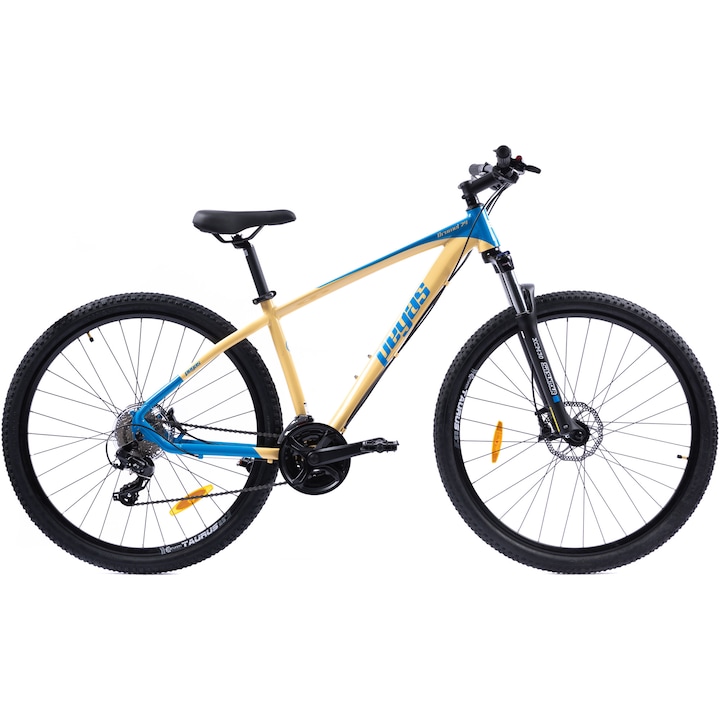 Reducere  RESIGILAT: Bicicleta MTB Pegas Drumet, cadru aluminiu, marime M, 24 viteze, manete schimbator Shimano, frane disc fata/spate, roti 29 inch, Nisip