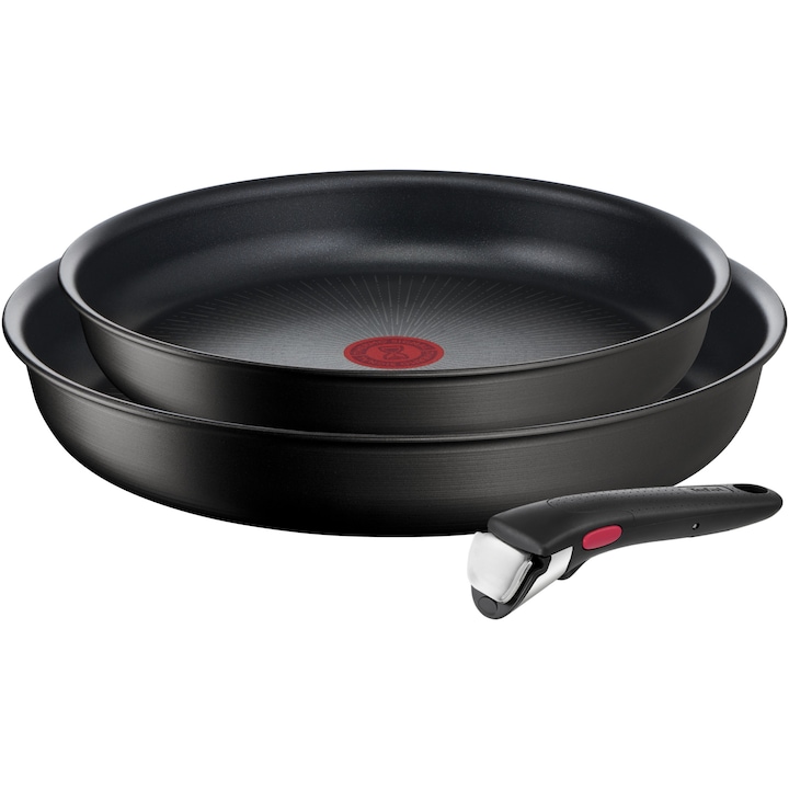 Reducere  RESIGILAT: Set 3 piese TEFAL Ingenio Unlimited L7638942, maner detasabil, invelis antiaderent Titan, inductie, negru