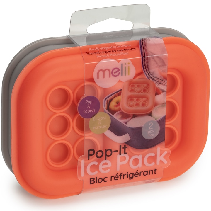 Reducere  RESIGILAT: Set 2 pastile racire Pop It cutie pranz pentru copii Melii, pink-grey