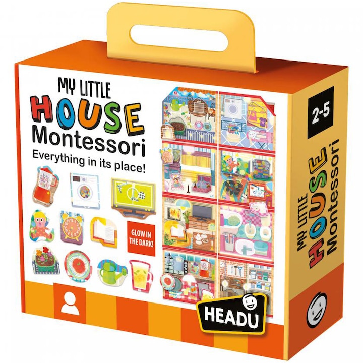 Reducere  RESIGILAT: Puzzle Headu Montessori – Casuta mea, 30 piese, 6 camere