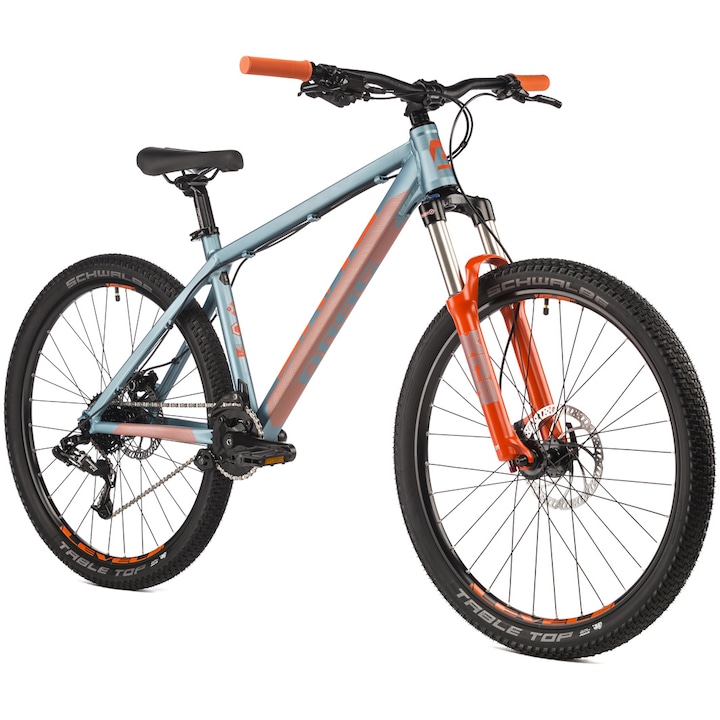 Reducere  RESIGILAT: Bicicleta MTB Drag 26″ C1 Team, marime L, argintiu/portocaliu