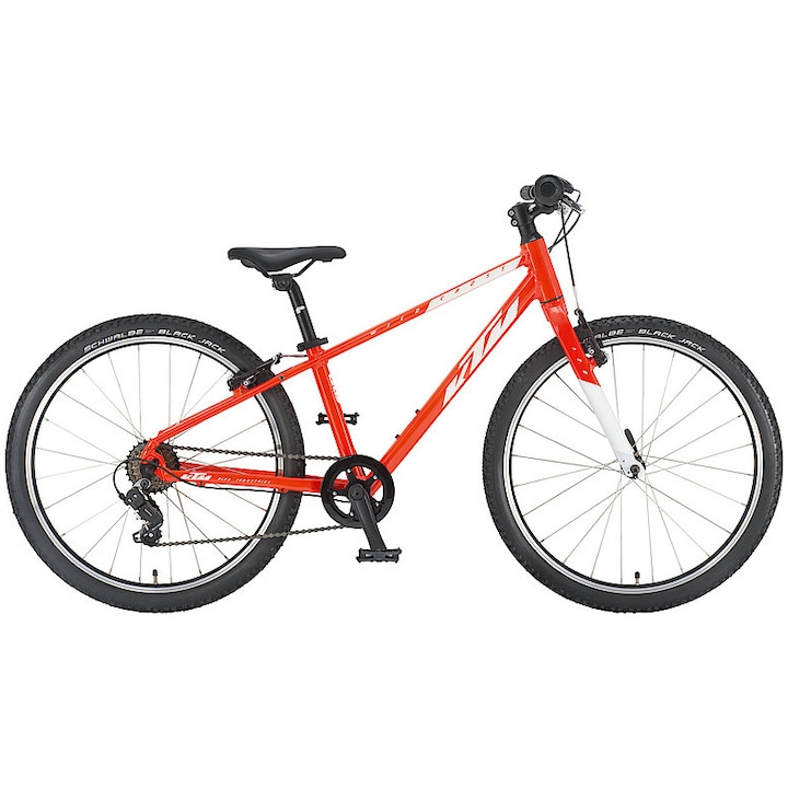 Reducere  RESIGILAT: Bicicleta KTM 24″ Wild Cross, 7-G Shimano TY200, portocaliu/alb 31 cm