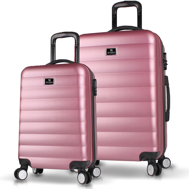 Reducere  RESIGILAT: Set trolere MYVALICE CRSKOGLD, 65 x 42 x 28 & 57 x 34 x 23, Auriu rose