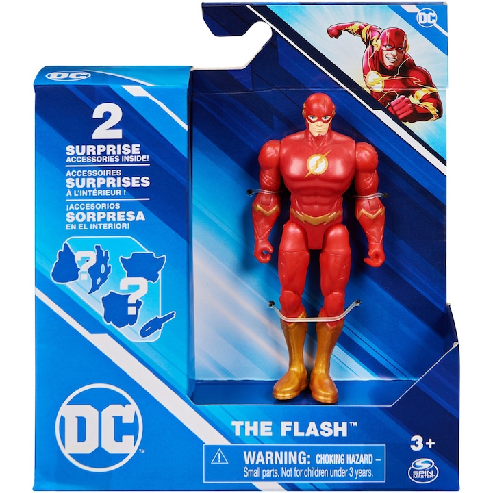 Reducere  RESIGILAT: Figurina DC Comics – The Flash, cu 2 accesorii surpriza, 10 cm