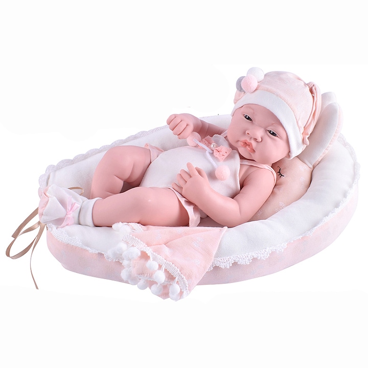 Reducere  RESIGILAT: Papusa Mappy – Baby so lovely, cu cosulet, roz, 40 cm