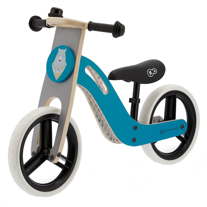 Reducere  RESIGILAT: Bicicleta din lemn fara pedale Kinderkraft – Uniq turquoise, pentru copii