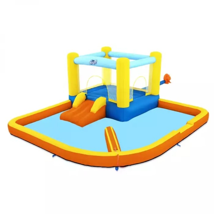 Reducere  RESIGILAT: Centru de joaca gonflabil Bestway, H2OGO! Beach Bounce Water Park, 3.65m x 3.40m x 1.52m