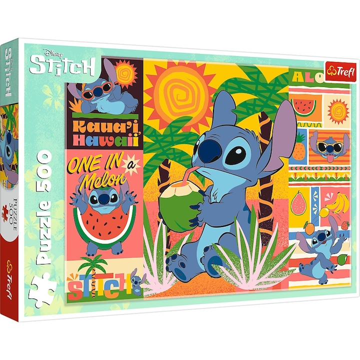 Reducere  RESIGILAT: Puzzle Trefl – Disney Stitch In Vacanta, 500 piese