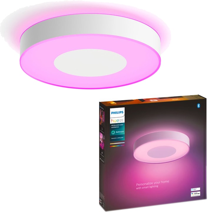 Reducere  RESIGILAT: Plafoniera LED inteligenta Philips Hue Xamento, Bluetooth, 52.5W, 3700 lm, lumina ambianta alba si colorata, 42.5cm, Alb, clasa energetica G