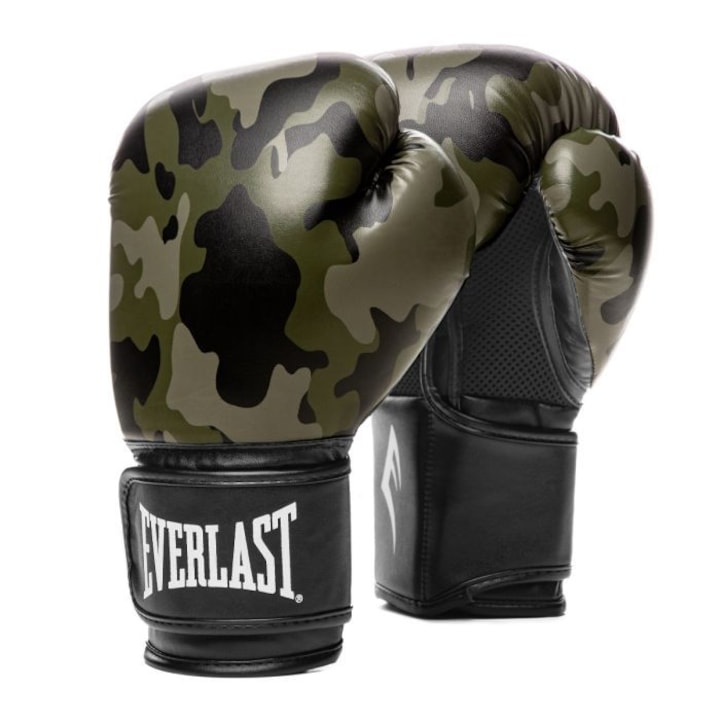 Reducere  RESIGILAT: Manusi box de antrenament Everlast Spark, 12 OZ, camuflaj verde