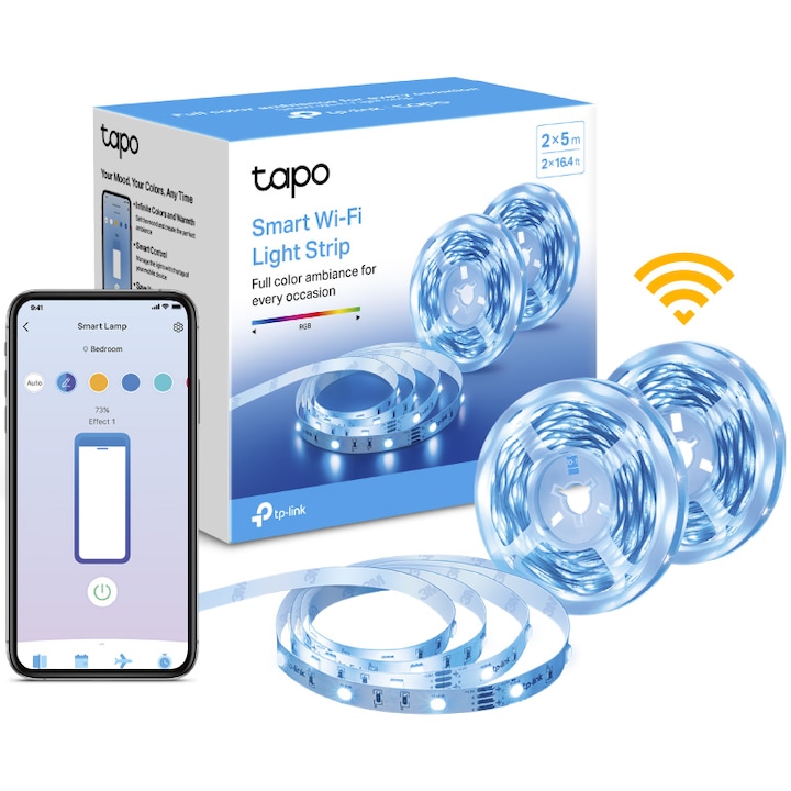 Reducere  RESIGILAT: Pachet 2 benzi LED RGB inteligente TP-LINK Tapo L900-10, Wi-Fi, control vocal, sincronizare muzica, 13.5W, 2100 lm, lumina colorata, compatibil Google Assistant, Amazon Alexa și Apple Home, 2x5m