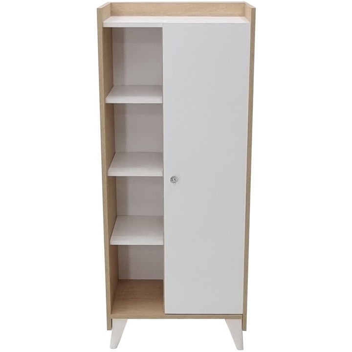 Reducere  RESIGILAT: Biblioteca Kring Nisa, 53x26X131 cm, culoare sonoma-alb