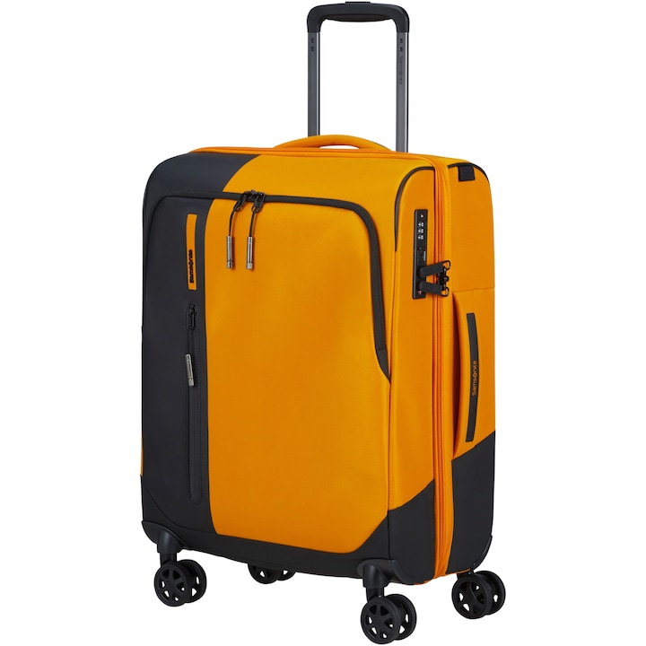 Reducere  RESIGILAT: Troler cabina extensibil Samsonite Biz2Go TRVL Spinner, 55x40x20/23 cm, 40/47 litri, galben/negru