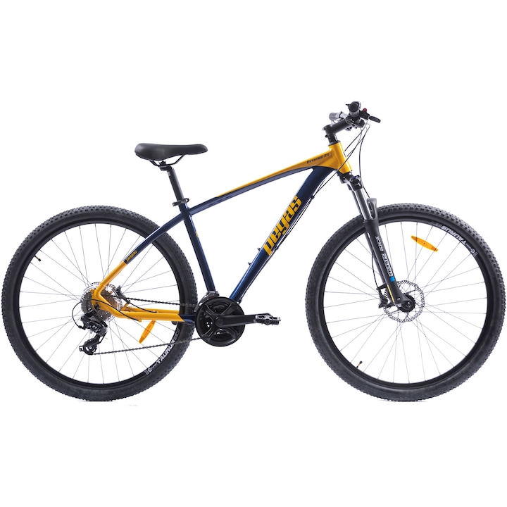 Reducere  RESIGILAT: Bicicleta MTB Pegas Drumet, cadru aluminiu, marime L, 24 viteze, manete schimbator Shimano, frane disc fata/spate, roti 29 inch, Albastru Petrol