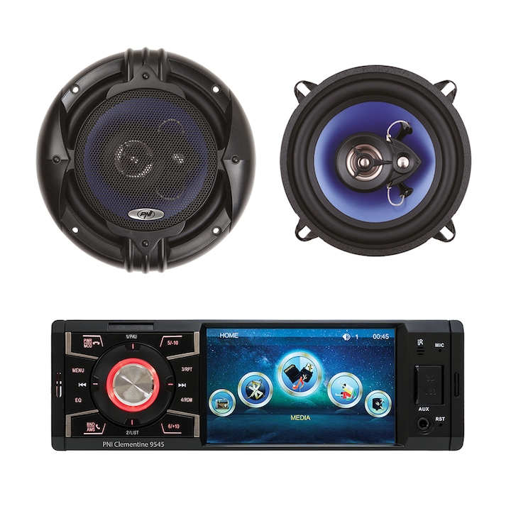 Reducere  RESIGILAT: Pachet MP5 player auto PNI Clementine 9545 + Difuzoare auto coaxiale PNI HiFi500, 100W, 12.7 cm