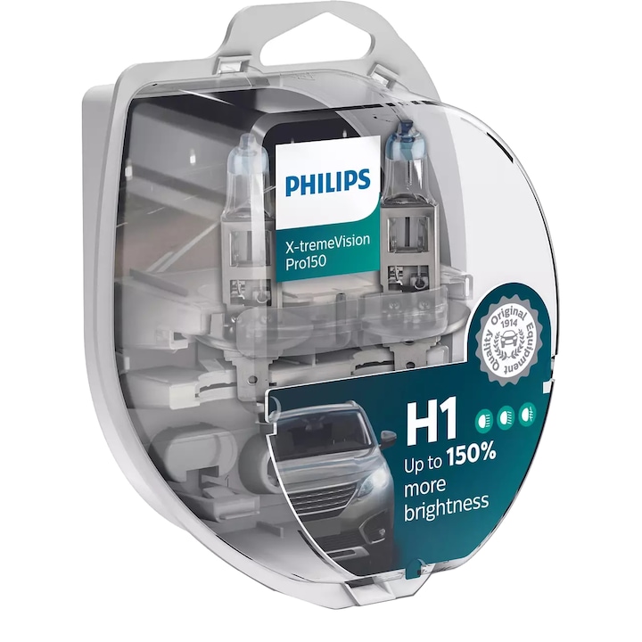 Reducere  RESIGILAT: Set 2 Becuri auto PHILIPS Xtreme Vision PRO150 H1 12V 55W P14.5S