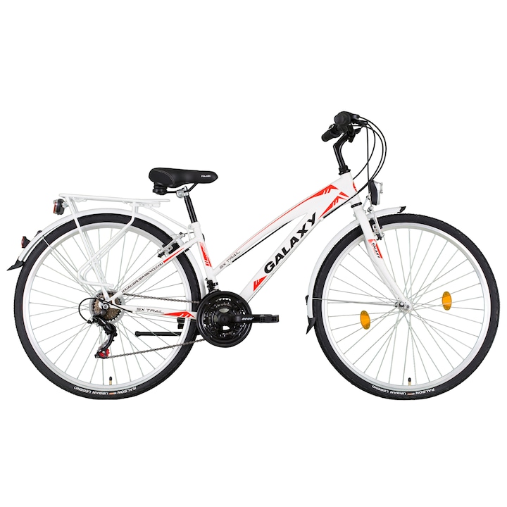 Reducere  RESIGILAT: Bicicleta trekking SX TRAIL GLX 28″, alb/rosu