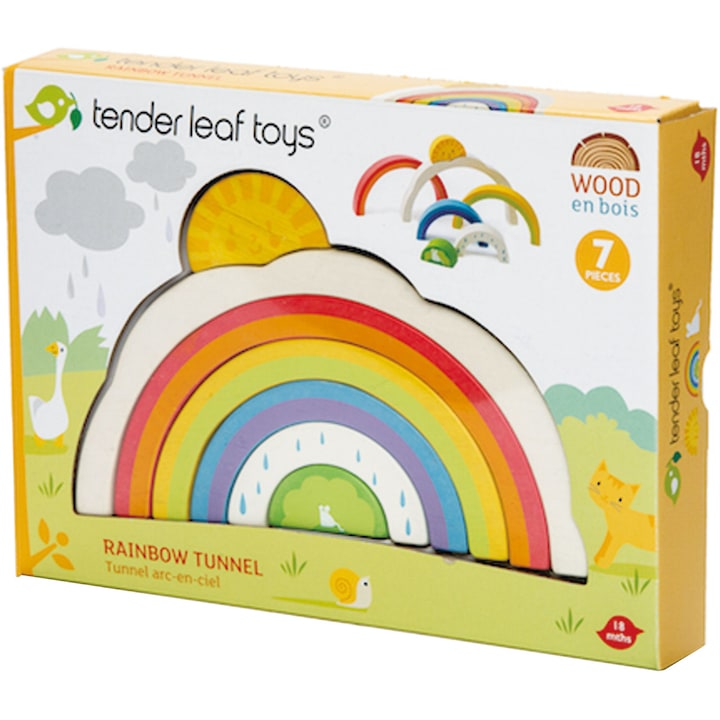 Reducere  RESIGILAT: Set de joaca din lemn Tender Leaf Toys – Tunelul curcubeu, 7 piese