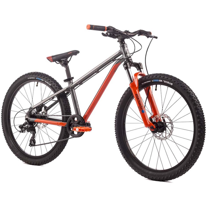 Reducere  RESIGILAT: Bicicleta MTB Drag 24″ Badger Fun , marime universala, argintiu/portocaliu