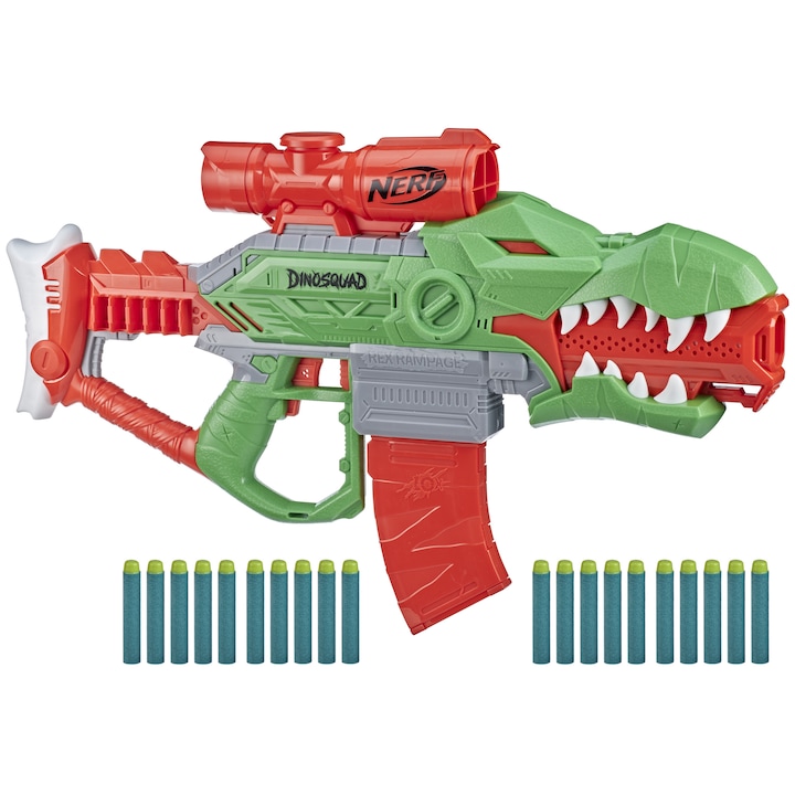 Reducere  RESIGILAT: Blaster Nerf Dinosquad – Rex Rampage. 20 proiectile