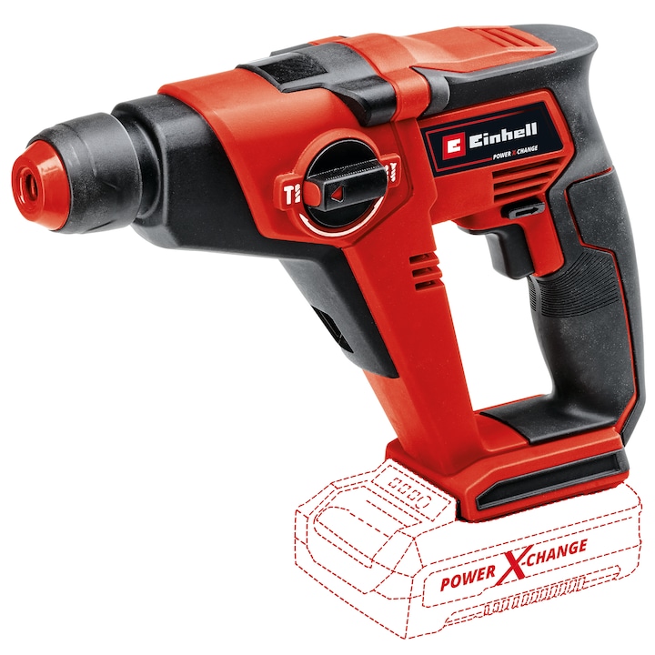 Reducere  RESIGILAT: Ciocan rotopercutor pe acumulator Einhell PXC TE-HD 18/12 Li – Solo,18 V,forta impact 1.3 J,cuplu 14 Nm,SDS plus, gaurire beton 12 mm,fara acumulator si incarcator in setul de livrare