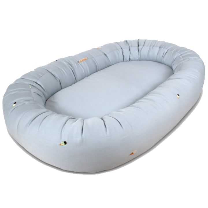 Reducere  RESIGILAT: Babynest din bumbac organic pentru bebelusi Filibabba, Cool Summer, pearl blue