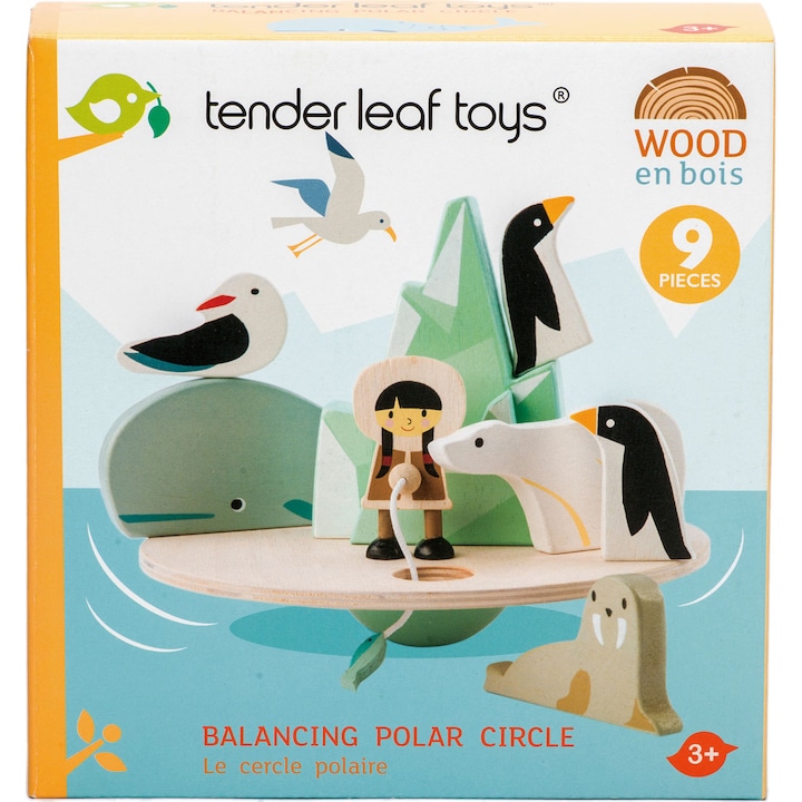 Reducere  RESIGILAT: Set de joaca din lemn Tender Leaf Toys – Cercul polar in echilibru, 9 piese