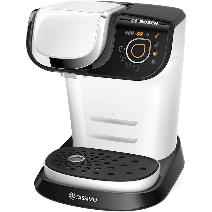 Reducere  RESIGILAT: Espressor Bosch Tassimo MY WAY TAS6504, 1500W, 1.3 L, T-Disc, Tehnologie INTELLIBREW, 4 setari de memorie, capsule, Alb/Negru