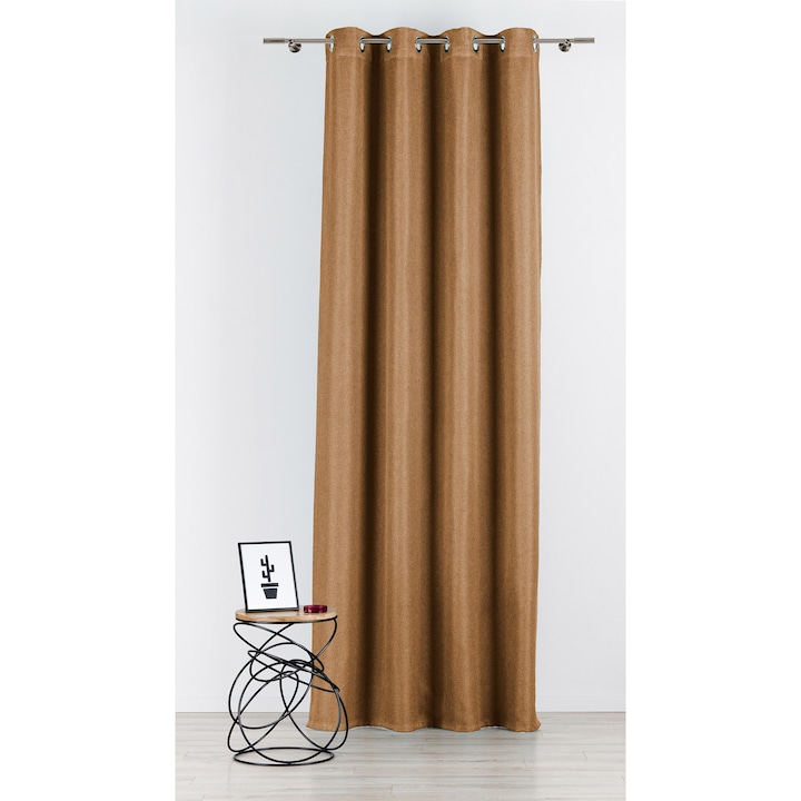 Reducere  RESIGILAT: Draperie Cheer, Mendola Interior, cu inele, natur, 140×260 cm, cognac