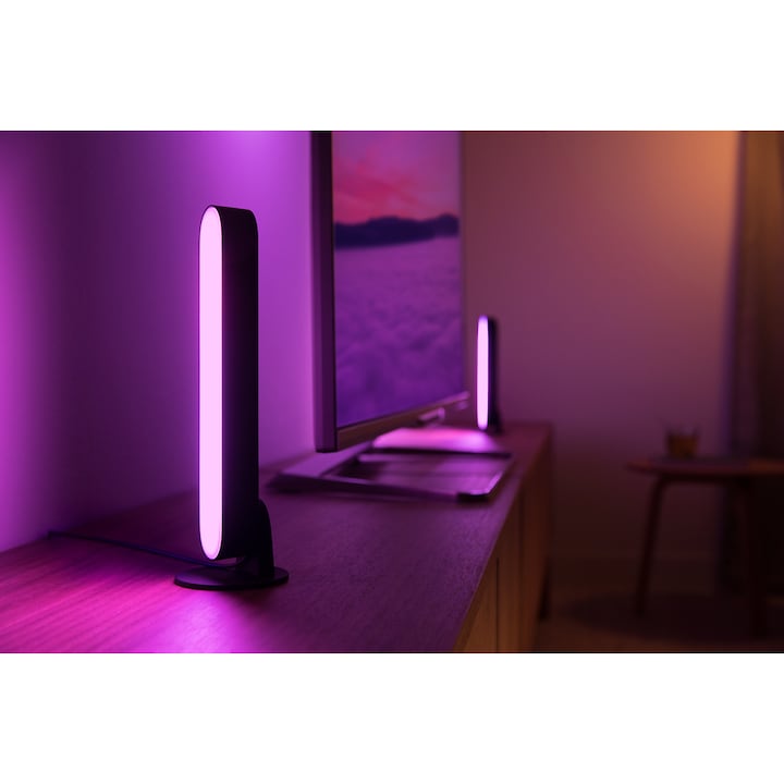 Reducere  RESIGILAT: Lampa LED integrat Philips HUE Play, 530 lm, ambianta alba si color, 25.3 cm, Negru, clasa energetica G