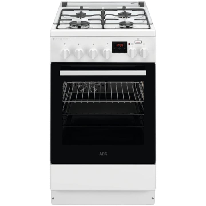 Reducere  RESIGILAT: Aragaz AEG CKB56480BW, Mixt, 4 arzatoare gaz, Cuptor electric multifunctional, SteamBake, AirFry, Gratare fonta, Aprindere integrata, Grill, Clasa A, 50 cm, Alb