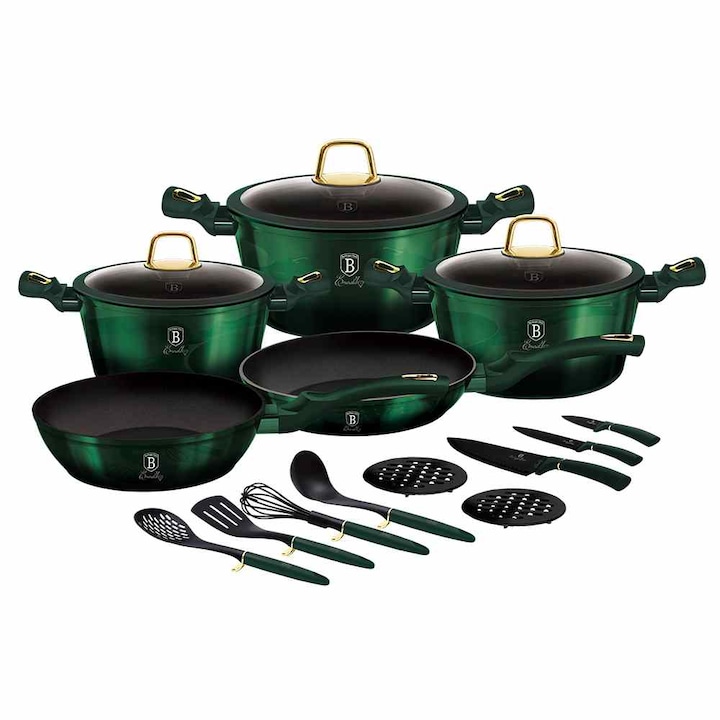 Reducere  RESIGILAT: Set gatit 17 piese Berlinger Haus Metallic Line Emerald Edition