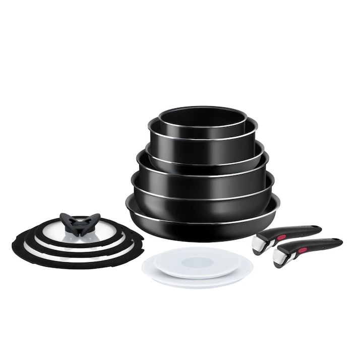 Reducere  RESIGILAT: Set 13 piese vase de gatit Tefal Ingenio Easy Cook & Clean, inductie, oale 16 / 20 cm, tigai 22 / 28 cm, tigaie saute 24 cm, tigaie wok 26 cm, 2 manere, 2 capace ermetice 16 / 20 cm, 3 capace de sticla 16 / 20 /24 cm, maner detasabil