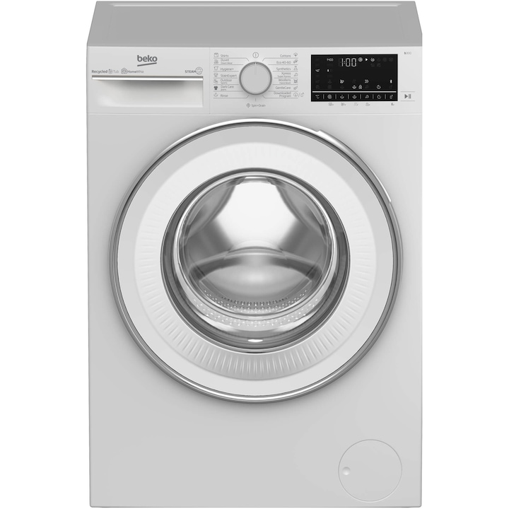 Reducere  RESIGILAT: Masina de spalat rufe Beko B3WFR79425WB, 9 kg, 1400 RPM, Clasa B, Motor ProSmart Inverter, HomeWhiz, Remote Control, SteamCure, AddXtra, Recycled Tub, Alb