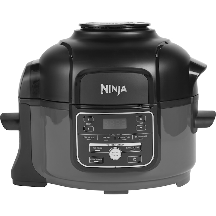 Reducere  RESIGILAT: MultiCooker Ninja Foodi MINI OP100EU, 6-in-1, 4.7 L, oala electrica sub presiune si friteuza cu aer, negru/gri