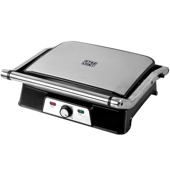 Reducere  RESIGILAT: Gratar electric Panini Star-Light EGH-2000SS, 2000 W, termostat reglabil, placi antiaderente, inox