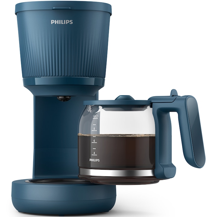 Reducere  RESIGILAT: Cafetiera Philips HD7411/70 seria 3000, vas de 1.3L, sistem anti-picurare, filtru permanent, oprire automata, albastru