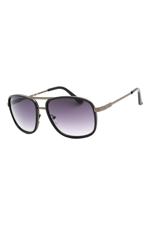 Reducere  RESIGILAT: GUESS – Ochelari de soare cu rama metalica, Negru, Gri inchis, 61-18-140