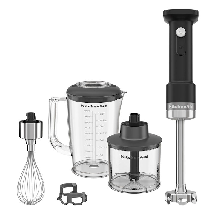 Reducere  RESIGILAT: Mixer vertical cu accesorii KitchenAid Go Cordless 5KHBRV05BM, fara baterie, Negru mat