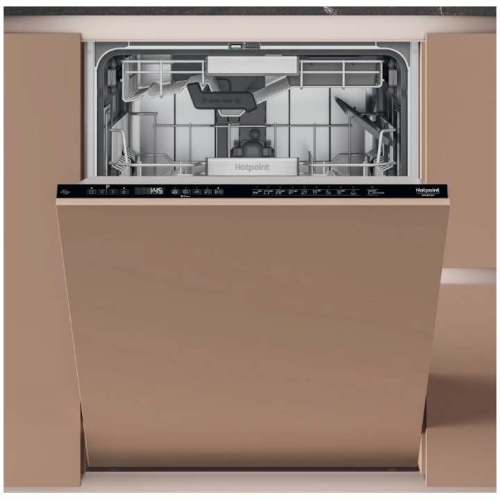 Reducere  RESIGILAT: Masina de spalat vase incorporabila Hotpoint H8IHP42L, 14 seturi, 10 programe, 3D zone wash, Pornire cu intarziere, ActiveDry, Clasa C, 60 cm