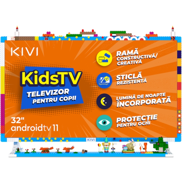 Reducere  RESIGILAT: Televizor KIVI LED KIDSTV, 80 cm, Smart Android TV, Full HD, Clasa E